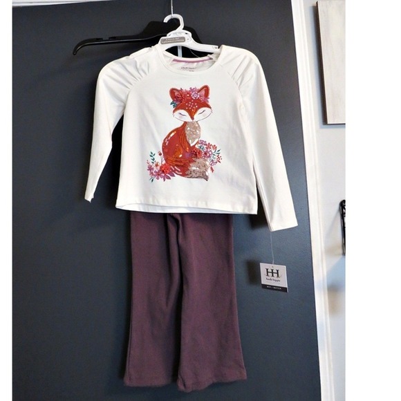 Haute Hippie Other - Haute Hippie Girls 2Pc Outfit‎ Set Girls XS 4 Fox Sequin Floral Top & Pants NWT